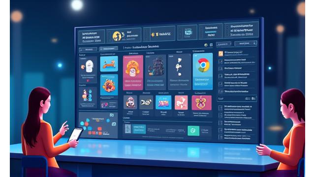 Interface de plateforme e-learning avec des icônes d'apprentissage et un design moderne.